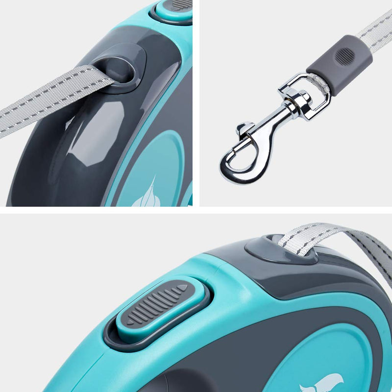 Retractable Dog Lead, Heavy Duty Dogs Extendable Leash 16FT Strong Nylon Tape 360° Tangle Free, Reflective 5M Anti-bite, One-Handed Brake/Pause/Lock Great for Small to Large Dogs Blue (S-20KG) S | 5M | Max 20KG - PawsPlanet Australia