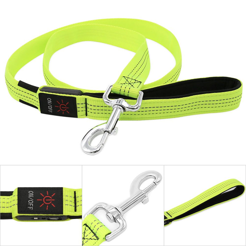 [Australia] - BSEEN LED Dog Leash - USB Rechargeable 47.2 inch 120 cm Reflective Night Safety Pet Leash LED Strip to Keep You and Your Dog Safe Neon Green 