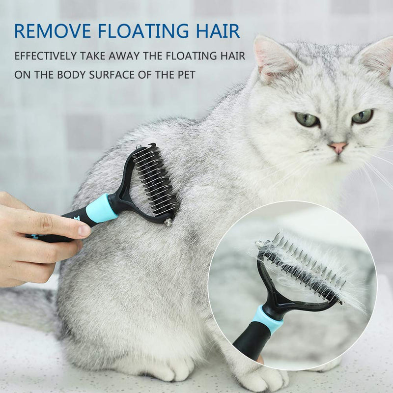 HATELI Self Cleaning Pet Slicker Brush Grooming Hair Deshedding Brush Undercoat Rake Tool for Shedding Dogs & Cats Hair with Long & Short Hair Small Blue - PawsPlanet Australia