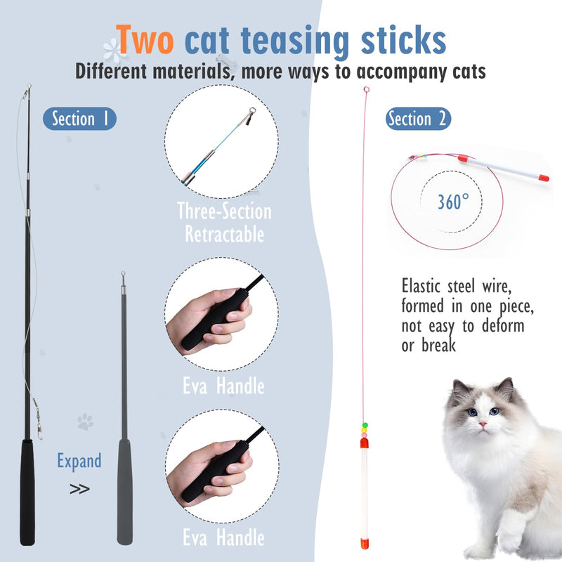 Geepen Cat Toy Set, (16 Pieces) Interactive Cat Toy Interactive Cat Toy, Retractable Cat Toy, Cat Feather Toy Refills, Butterfly Toy - PawsPlanet Australia