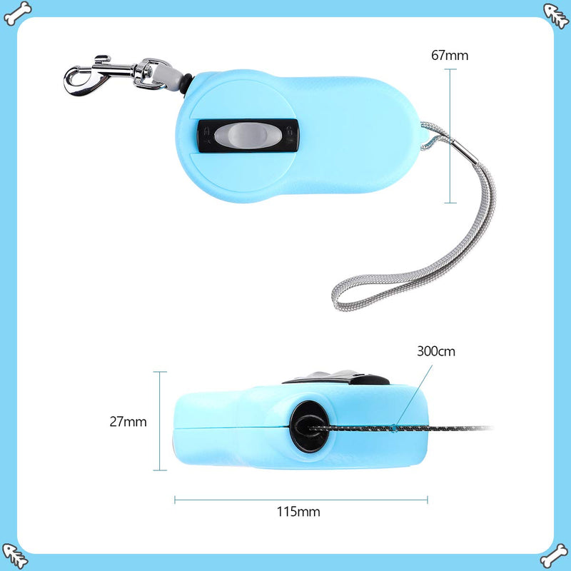 SUPERNIGHT Extendable Dog Leash, Small Handle 3M 360° Tangle Free Mini Dog Leash, Ideal for Small Breeds, Dogs, Cats, Rabbits under 10kg, with Easy Brake and Lock, Blue - PawsPlanet Australia