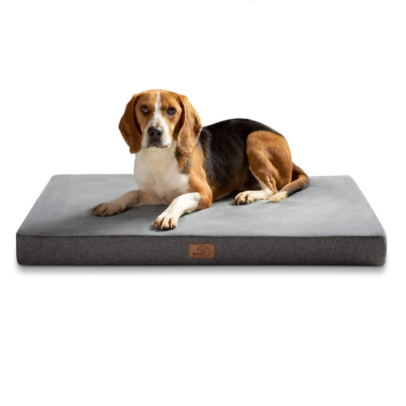 BEDSURE Medium Dog Bed Washable - Memory Foam Orthopedic Dog Crate Bed with Soft Waterproof Cover, Grey, 74x46x8cm M(Pack of 1) - PawsPlanet Australia
