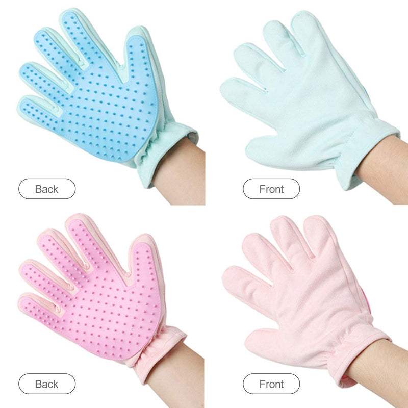 [Australia] - XLSFPY Pet Hair Remover Glove, Pet Grooming Glove, Gentle Deshedding Brush Glove, Mitt Pet Massage Glove with Soft Suede for Cat, Dog Bathing, Massage, Five Finger Design, Blue, Pink 