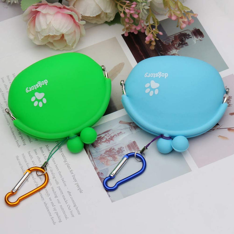 nuoshen 2 Pcs Dog Cat Treat Pouch, Silicone Cat Dog Training Bag Portable Dog Treat Bags (Blue and Green) Blue and Green - PawsPlanet Australia