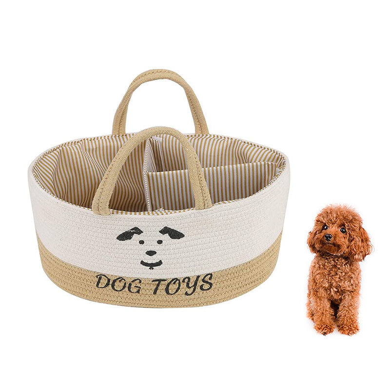 SABAN Dog Toy Box, Personalised Dog Toy Box, Dog Toy Basket, Box for Dog Toys, Dog Toy Box Storage, Storage Box Chest Organizer for Dog Toys - with Wooden Handle - Rectangle - Brown & white 38x26x18cm - PawsPlanet Australia