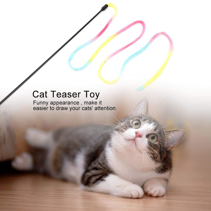 July Summer Gifts Wandisy Cat Rainbow Strip Cloth Teaser Stick Chaser Interactive Toy, Funny Cat Kitten Pet Play Toy, Funny Cat Kitten Pet Play Toy Cat Cloth Teaser Stick Chaser Interactive Toy - PawsPlanet Australia