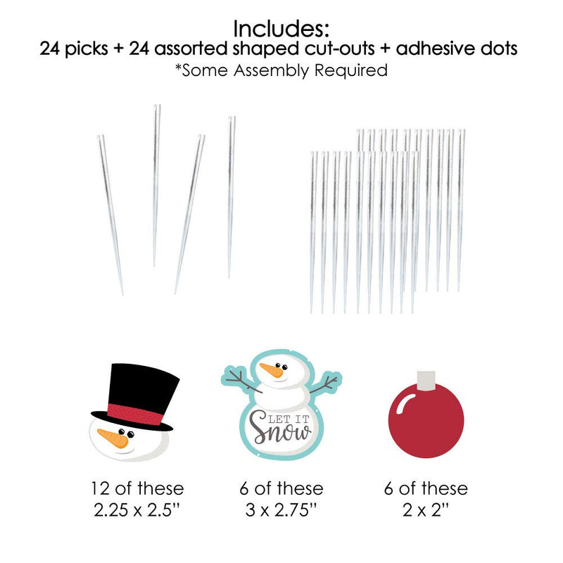 Big Dot of Happiness Let It Snow - Snowman - Dessert Cupcake Toppers - Christmas and Holiday Party Clear Treat Picks - Set of 24 - PawsPlanet Australia