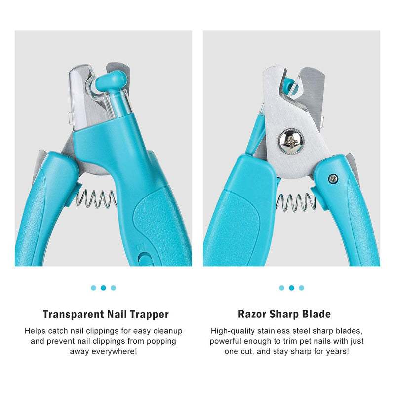 [Australia] - WWVVPET Pet Nail Clipper with LED Light for Dogs Cats,Electric Nails & Claws Trimmer Trimming Grooming, Safe Professional Set with Nail Trapper & Free Nail File,Quick-Sensor Razor Sharp Blades 