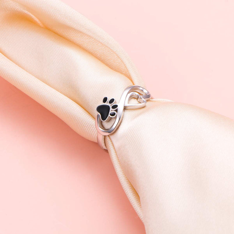 DAOCHONG Puppy Pet Lovers Paw Print Ring Love Heart 925 Sterling Silver Animal Ring Pet Animal Jewelry Love Dog Cat Claw Ring Pet Loving Friend and Families Gifts 5 - PawsPlanet Australia