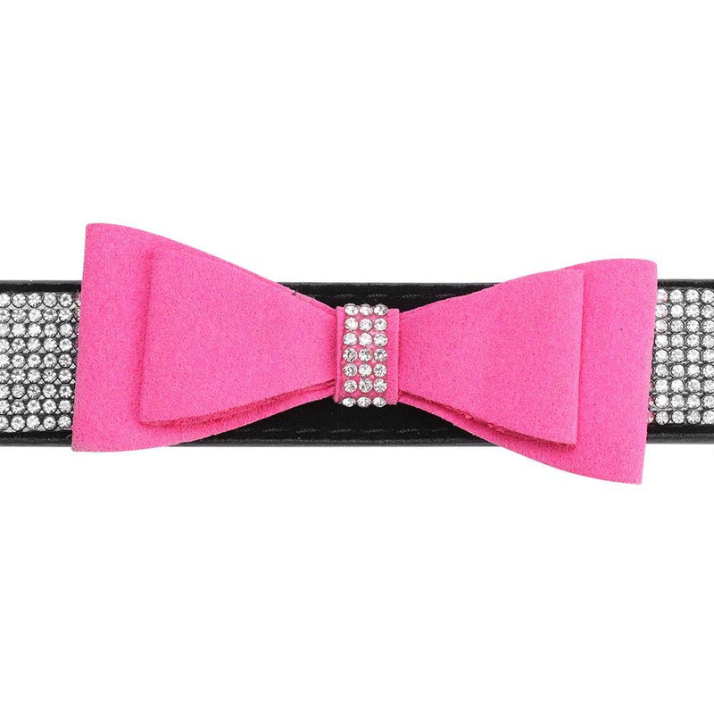 Dog and Cat Collar with Bowtie Crystal Rhinestones Pet Collar Adjustable PU Leather Dog Collar Bowknot Collar for Small Dog Puppy Doggie(S) S - PawsPlanet Australia