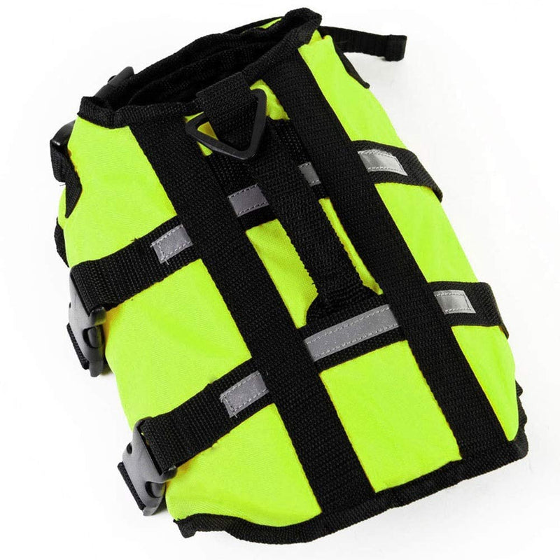 AOFITEE Dog Life Jacket Reflective Life Vest, Safety Pet Swimming Vest Durable Life Preserver with Rescue Handle for Small, Medium and Large Dogs S Fluorescence Green - PawsPlanet Australia