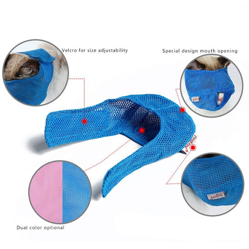 [Australia] - Yu-Xiang Mesh Cat Muzzle Breathable Pet Muzzles Grooming Mask Prevent Kitty Biting and Chewing Anti-Meow L Blue 