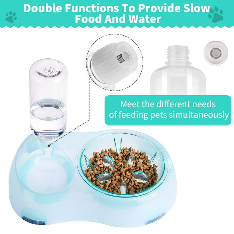 BINGPET Automatic Feeder Slow Food and Refill Water Bowl for Cat & Dog, Removable Automatic Water Dispenser and Slow Food Bowl, Non-Slip Pet Feeder Water Bowls for Cats and Puppies - PawsPlanet Australia