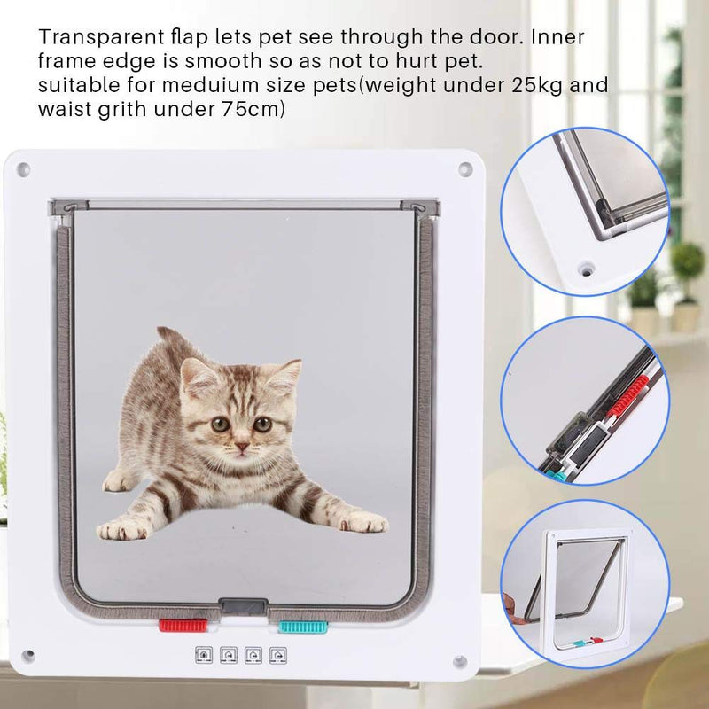 Pssopp Pet Screen Door ABS Acrylic Dog Cat Flap Waterproof Pet Lockable Door Inner Size 9 * 8inch for Small Medium Dog Cat(White) White - PawsPlanet Australia