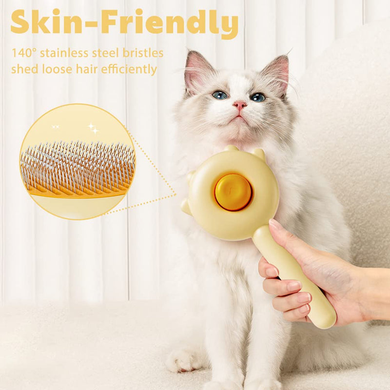 Cat Dog Brush for Shedding, OurMiao Self Cleaning Slicker Brush for Dogs, Rabbit Brush, Perfect for Grooming Long and Short Haired Dogs Cats - PawsPlanet Australia