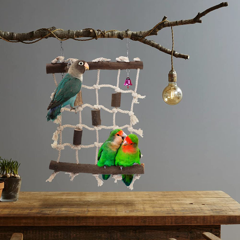 Laelr Bird Parrot Toys Ladders Swing Chewing Toys, Hanging Pet Bird Cage Accessories, Bird Rope Wooden Ladder for Small Parakeets, Cockatiels, Budgies, Conures, Love Birds, Finches - PawsPlanet Australia