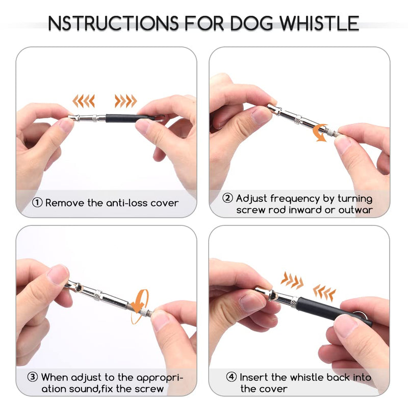 POHOVE 8pcs Dog Whistle And Clicker Training Set & Black Strap Lanyard,Storage Bag,Dog Whistle To Stop Barking,Adjustable Silent Dog Whistle,For Dog Recall Behavioral Silent Training - PawsPlanet Australia