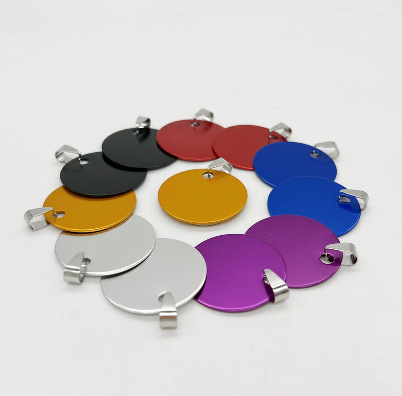 Round Aluminum Blank Dog Tags, DIY Engraved Cat Dog ID Tags, Personalized Pet Identity Name Tags, Blank Dog Tags DIY Carving, Diameter 3cm Blue 12pcs 12pcs - PawsPlanet Australia