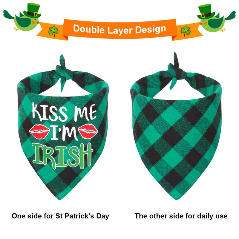 St. Patrick's Day Dog Bandana Green Plaid Pet Bandana Triangle Bibs Scarf Accessories for Small Medium Large Dog (Style 1) Style 1 - PawsPlanet Australia