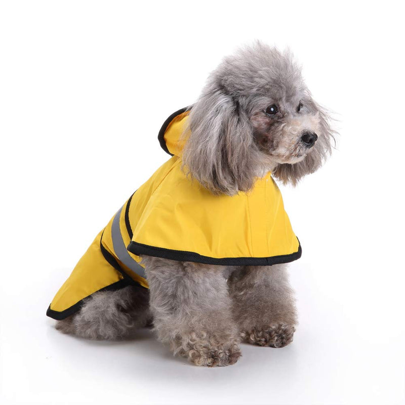 [Australia] - boxod Fashion Pet Rainy Days Slicker Raincoat Ajustable Pet Waterproof Clothes Lightweight Rain Jacket Poncho Hoodies with Strip Reflective S Yellow 