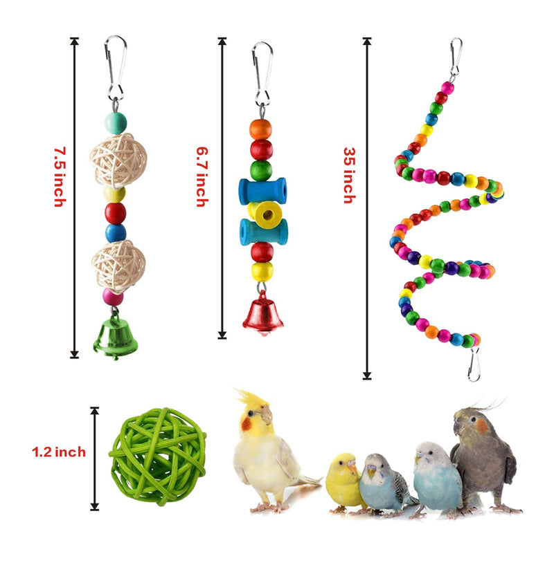 [Australia] - SUSYEE 16 Pcs Bird Toys Parrot Swing Toys Bird Perch Stand Chewing Hanging Swing Toys Pet Climbing Ladders Rattan Balls Suitable for Small Parakeets, Conures,Macaws,Cockatiel,Finches,Budgie,Love Birds 