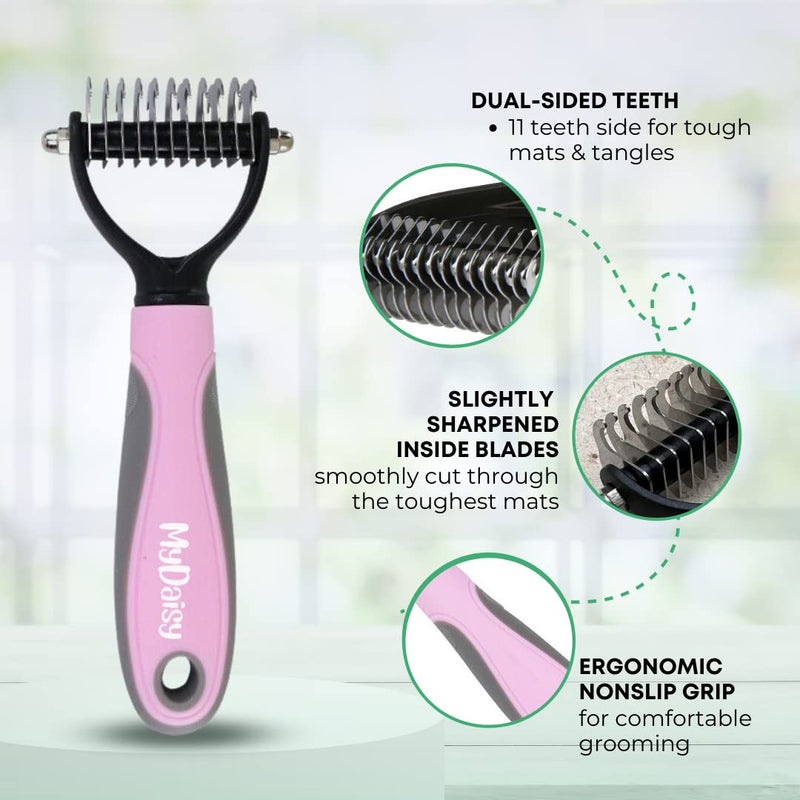MYDAISY dog brush undercoat, dog brush long hair undercoat, cat brush long hair, dog comb, undercoat brush cat, dog brush, undercoat brush dogs, dog comb longhair S pink - PawsPlanet Australia