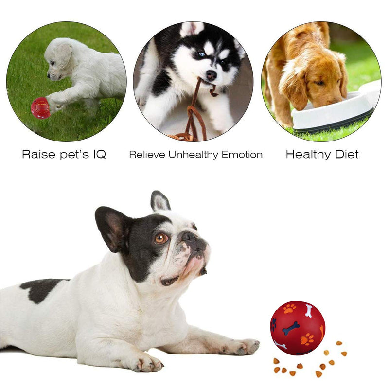 BDUK Dog Toy Ball Durable Rubber IQ Interactive Food Dispensing Snack Ball Pet Treat Feeder Tooth Cleaning Ball Toy Pet Exercise Game Ball Training Chasing and Treating Toy for Dog and Cat (Red) Red - PawsPlanet Australia