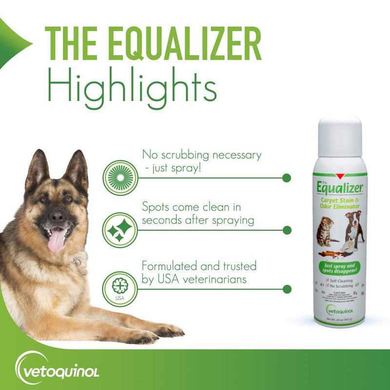 Vetoquinol Equalizer Pet Carpet Cleaner, Stain Remover & Odor Eliminator, Carpet Spot Cleaner, 20oz - PawsPlanet Australia