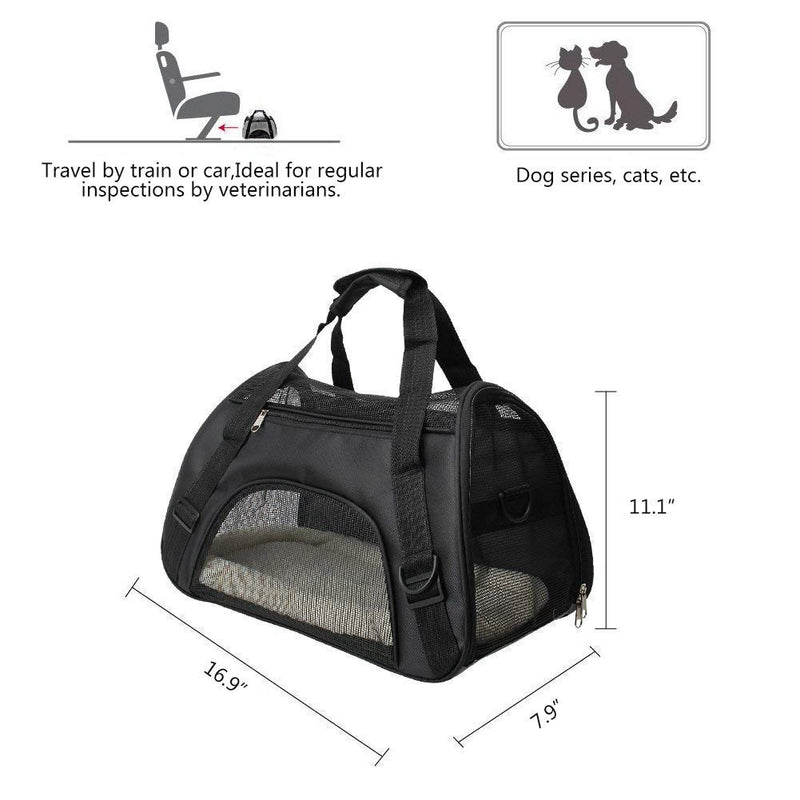 CUBY Soft Sided Pet Carrier，Comfort for Airline Travel for Small Animals/Cats/Kitten/Puppy (Small)(Black) Black - PawsPlanet Australia