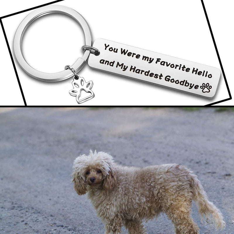 [Australia] - LQRI Pet Memorial Jewelry You are My Favorite Hello My Hardest Goodbye Keychain Loss Pet Gift in Memory Beloved Dog Cat (Silver) 