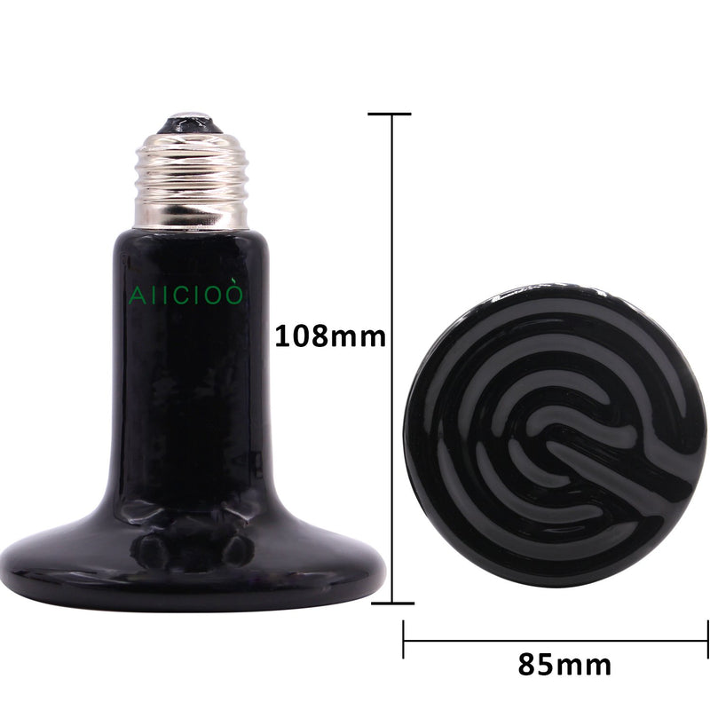 [Australia] - Ceramic Heat Emitter - Reptile Heat Lamp 100 Watt Lizard Heat Lamp Bulb No Light Emitting Snake Lizard Gecko Turtle Snake Lizard Gecko Turtle Brooder Chick Coop Heater 2 Pack,Black 