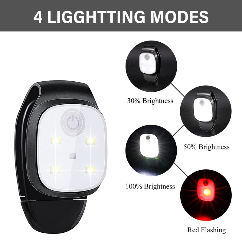 Nizirioo LED clip running light jogging: 2 pieces reflective USB rechargeable clip lamp, clip-on running light for joggers, mini head lamp for outdoor running, jogging, dog walking, fishing, camping - PawsPlanet Australia