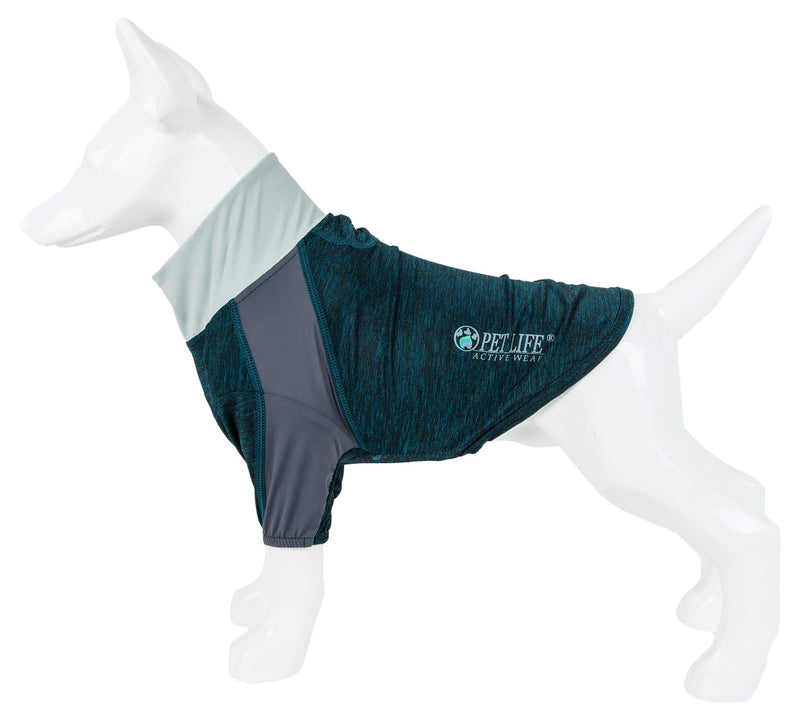 Pet Life Active 'Chewitt Wagassy' 4-Way Stretch Performance Long Sleeve Dog T-Shirt Medium Teal - PawsPlanet Australia