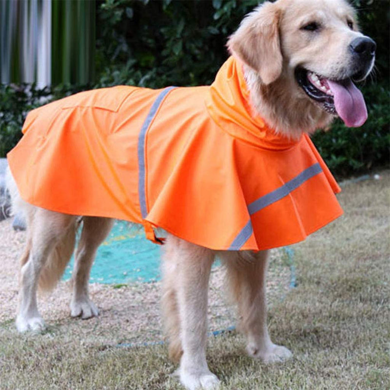 ZPP Pet Dog Raincoat Harness Poncho Hoodies Vest Lifejackets Waterproof Coat Adjustable Snow Lightweight Safe Reflective Strip Anti-Slip Windproof Snowproof Medium Large Puppies Gift Orange - PawsPlanet Australia