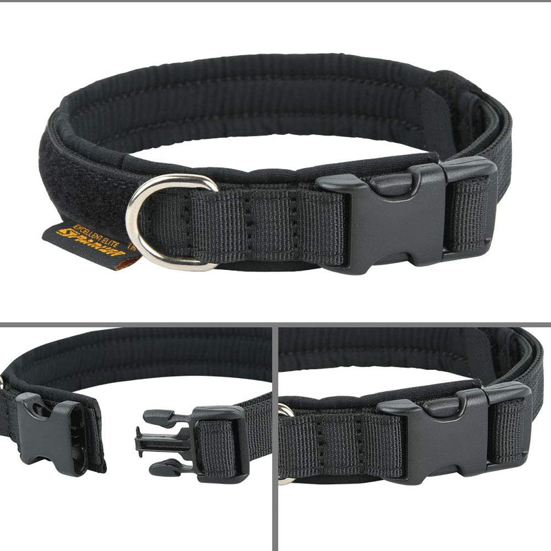 [Australia] - EXCELLENT ELITE SPANKER Puppy Dog Collar Nylon Adjustable Dog Collar Quick Release Dog Collar for Small Dogs Pet Soft Padded Dog Collar S Size-Adjustable(13.4"-17.7") Black 