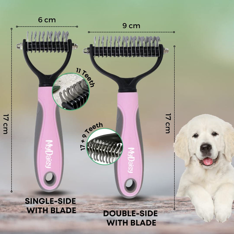 MYDAISY dog brush undercoat, dog brush long hair undercoat, cat brush long hair, dog comb, undercoat brush cat, dog brush, undercoat brush dogs, dog comb longhair S pink - PawsPlanet Australia