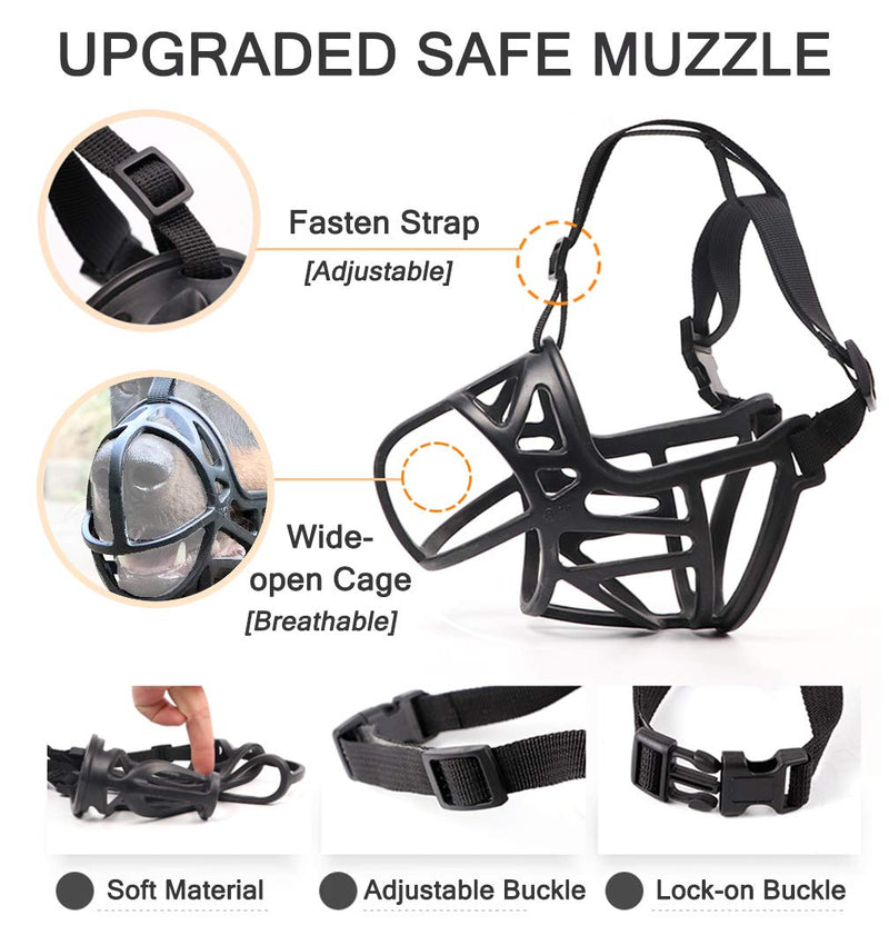 [Australia] - Mayerzon Dog Muzzle, Breathable Basket Muzzle to Prevent Barking, Biting and Chewing, Humane Muzzle for Small, Medium, Large and X-Large Dogs XS Black 