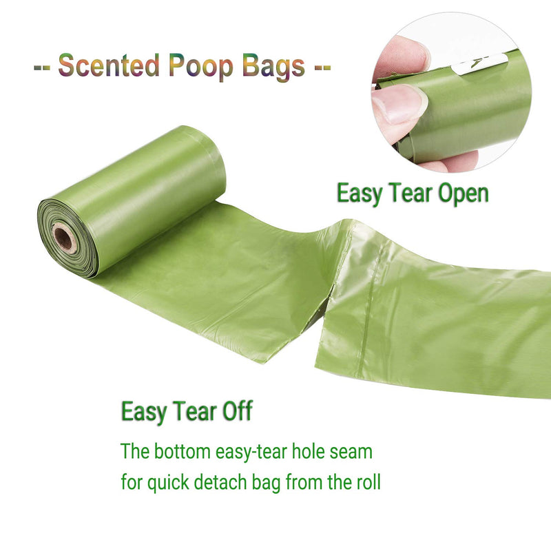 [Australia] - Yingdelai 540 Counts Dog Poop Bag - Biodegradable Dog Waste Bags with 1 Dispenser, Large Pet Waste Bags for Doggy (Scented) Green 