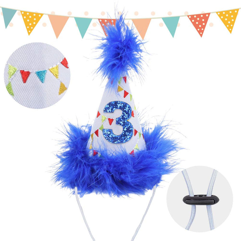 Dog Birthday Bandana Boy Scarf and Reusable Dog Birthday Hat with 0-8 Figures Blue - PawsPlanet Australia