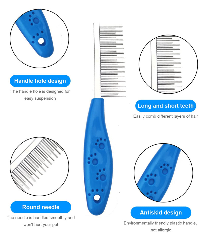 Flea comb for cats and dogs, pack of 2 dog combs, cat combs, steel dog combs, metal dog combs, lice comb, dust comb for dogs, cats, effective against fleas and lice, professional flea comb for dogs and cats - PawsPlanet Australia
