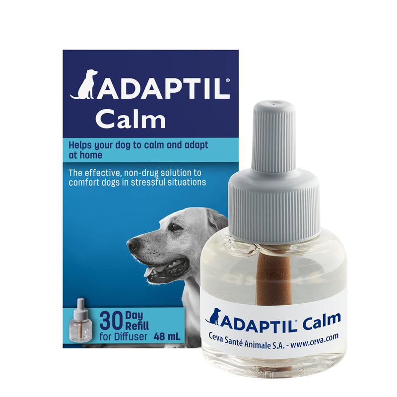 ADAPTIL Calm On-the-Go Collar, helps dogs cope with stress and anxiety related behavioural issues, Medium/Large Dogs & Calm 30 day Refill, helps dog cope with behavioural issues and challenges, 48ml Collar with Calm 30 day Refill, 48ml - PawsPlanet Australia