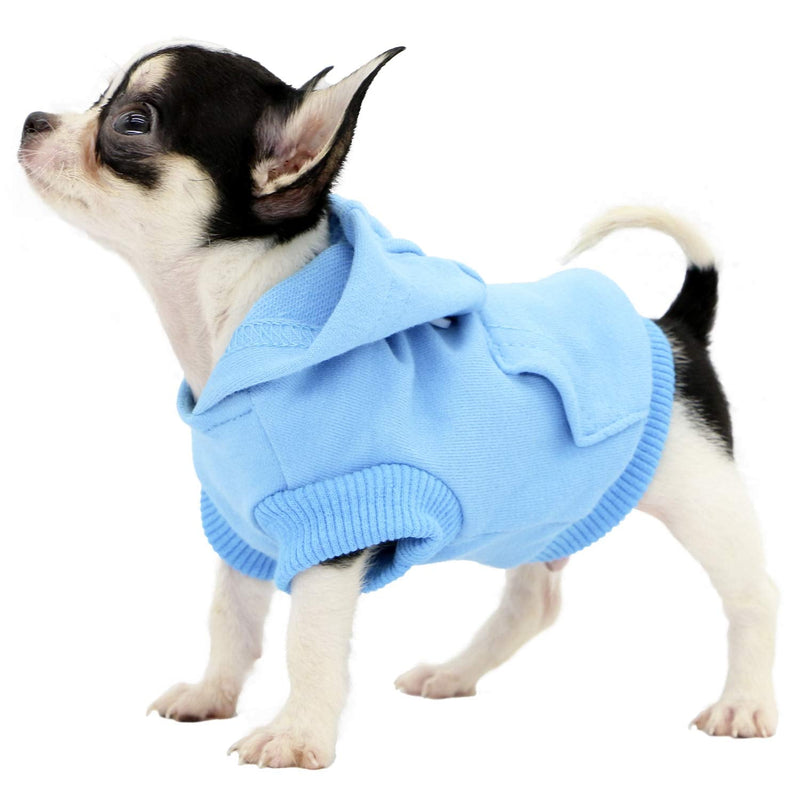 LOPHIPETS Dog Cotton Hoodies Sweatshirts for Puppy Small Dogs Chihuahua XX-Small (Pack of 1) Cambridge Blue - PawsPlanet Australia