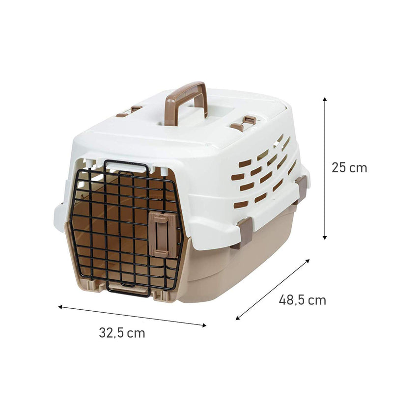 Iris Ohyama, Pet carrier / transport box / travel crate, 2 removable doors (front & top), well ventilated, nestable, for cat & dog max 5 kg - Pet Carry UPC-490 - White - PawsPlanet Australia