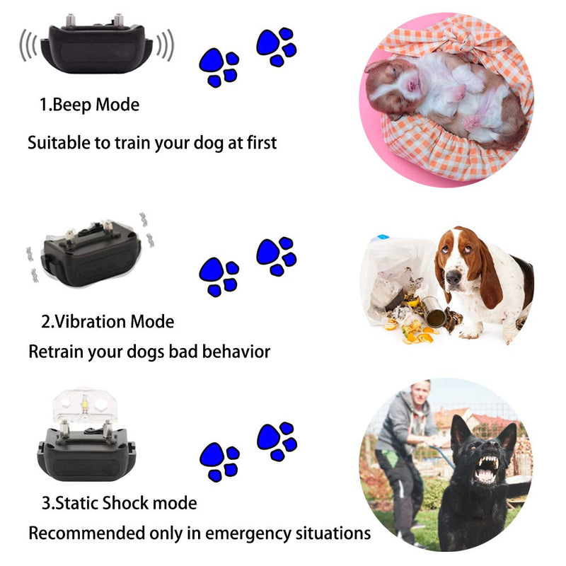 [Australia] - Zoohao Dog Training Collar,Full Waterproof Rechargeable Dog Training Collar with Remote, 3 Modes-Vibration, Shock, Tone,for Small Medium Large Dogs 