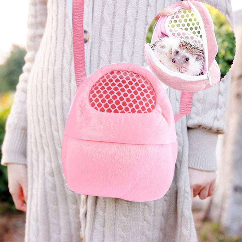 NALCY Pet Carrier Bag, Hamster Carrier, Breathable Carrier for Small Pet, with Adjustable Single Shoulder Strap Pouch, Suitable For Small Animals, Hedgehog, Squirrel, Rabbit (M, Pink) - PawsPlanet Australia