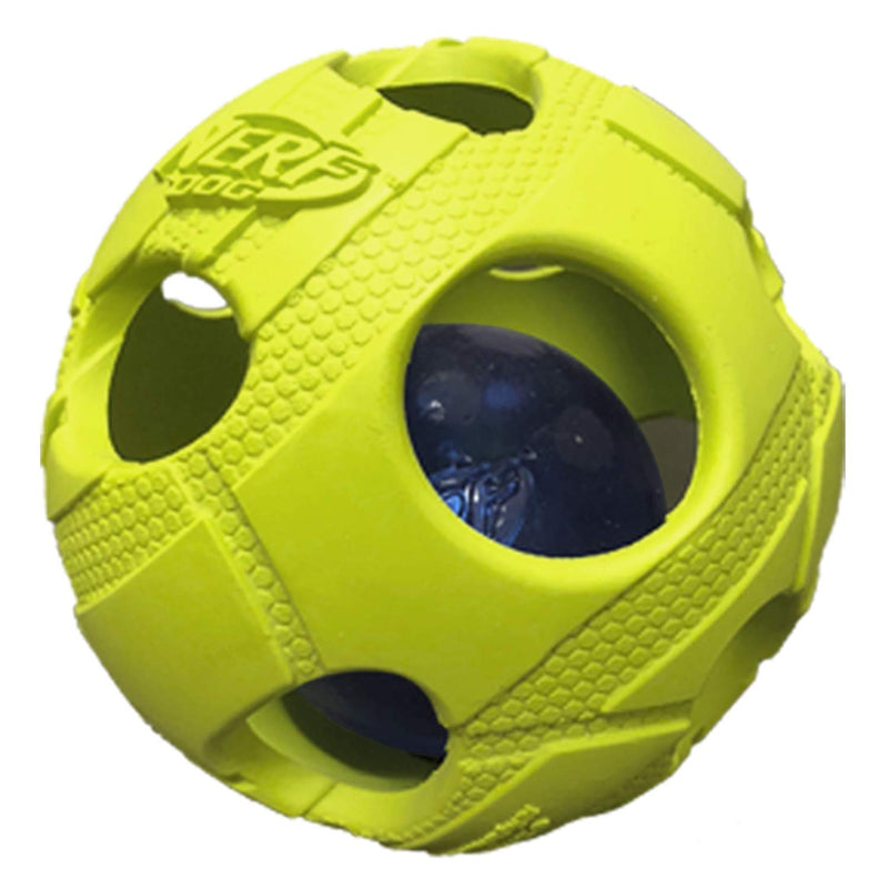 Nerf Dog Soccer Ball Dog Toy with Interactive LED, Lightweight, Durable and Water Resistant, 3.5 Inches, For Medium/Large Breeds, Two Pack, Green and Orange - PawsPlanet Australia