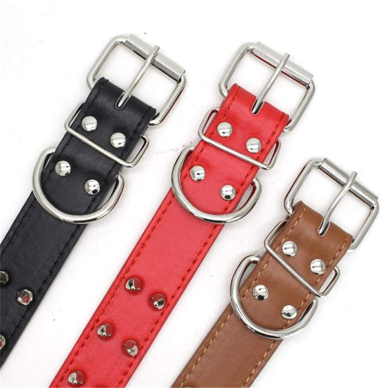 [Australia] - haoyueer Spiked Studded Leather Dog Collar for Medium Large Dogs Pitbull English Bulldog Boxer Collar S Brown 