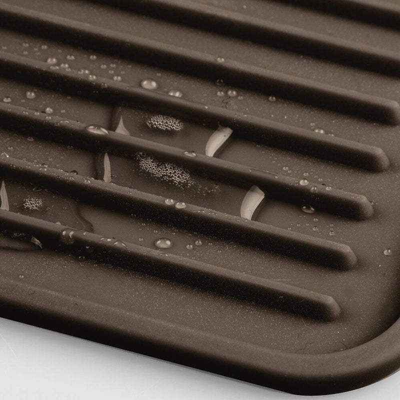 [Australia] - mDesign Premium Quality Pet Food and Water Bowl Feeding Mat for Dogs and Puppies - Waterproof Non-Slip Durable Silicone Placemat - Food Safe, Non-Toxic - Small - Espresso Brown 