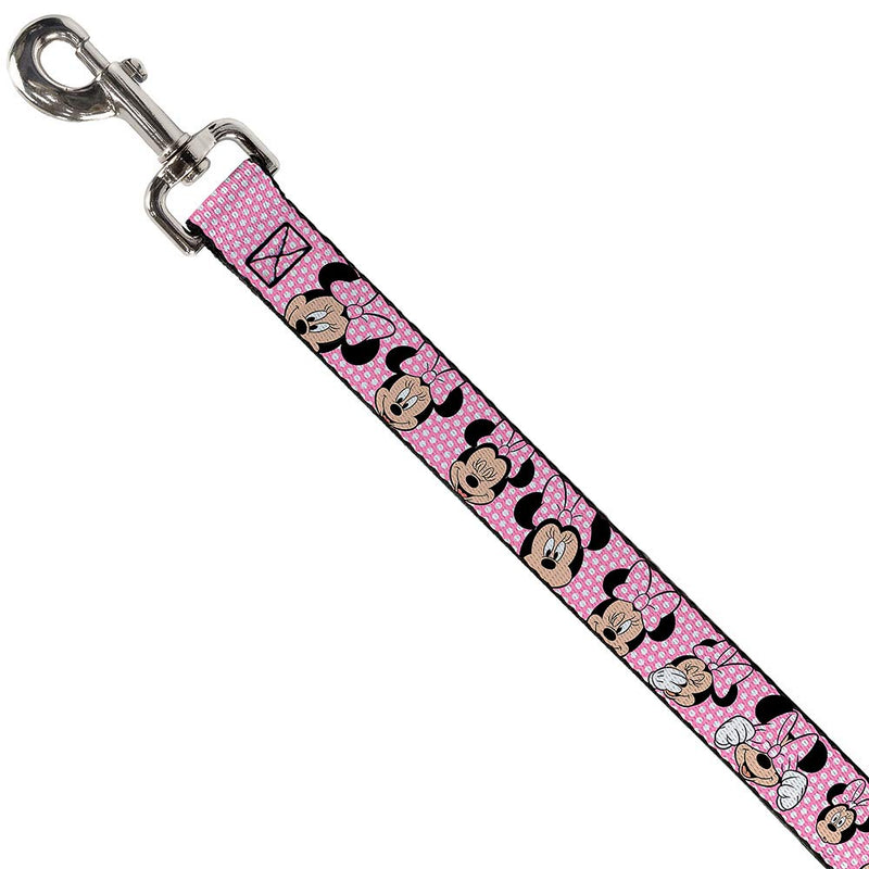 Buckle-Down Dog Leash Minnie Mouse Expressions Polka Dot Pink White Available in Different Lengths and Widths for Small Medium Large Dogs and Cats 6 Feet Long - 1.5" Wide - PawsPlanet Australia