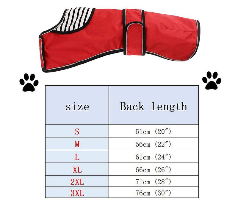 [Australia] - Morezi Dog Raincoat with Reflective Bar, Rain/Water Resistant, Adjustable Vest - Stylish Premium Dog Raincoats for Greyhounds, Lurchers and Whippets Medium (Length: 22") Red 